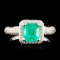 18K Gold 1.10ct Emerald & 1.24ctw Diamond Ring