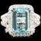 18K Gold 4.25ct Aquamarine & 0.88ctw Diamond Ring