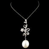 18K Gold 12-16MM Pearl & 0.69ctw Diamond Pendant