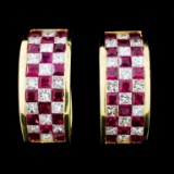 18K Gold 2.20ct Ruby & 1.41ct Diamond Earrings