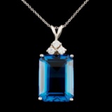 14K Gold 15ct Topaz & 0.24ctw Diamond Pendant