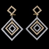 18K Two Tone 3.55ct Diamond Earrings