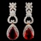 14K Gold 5.90ctw Fire Opal & 2.10ctw Diamond Earri