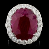 18K White Gold 15.55ct Ruby & 3.34ct Diamond Ring