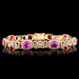 18K Gold 11.04ct Sapphire & 2.69ctw Diamond Bracel