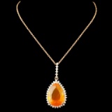 14K Gold 7.55ct Opal & 0.59ctw Diamond Pendant