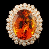 14K Gold 13.82ct Citrine & 2.30ctw Diamond Ring