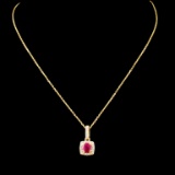 14K Gold 0.46ct Ruby & 0.18ctw Diamond Pendant