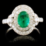 18k White Gold 0.93ct Emerald & 0.82ctw Diamond Ri