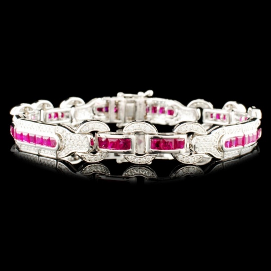 14K Gold 5.12ct Ruby & 1.30ctw Diamond Bracelet