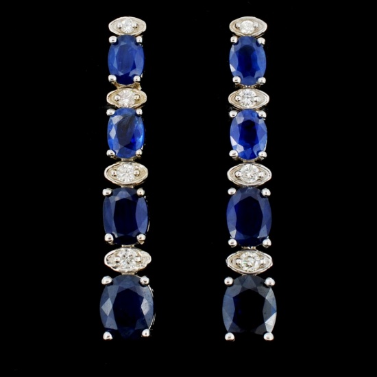 14K Gold 5.00ct Sapphire & 0.35ctw Diamond Earring