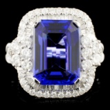 18K Gold 8.12ct Tanzanite & 1.58ctw Diamond Ring