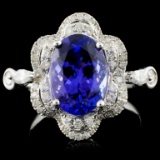 18K White Gold 3.31ct Tanzanite & 0.61ct Diamond R