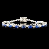 14K Gold 8.68ct Sapphire & 0.95ctw Diamond Bracele