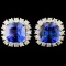 14K Gold 5.54ct Tanzanite & 1.08ctw Diamond Earrin