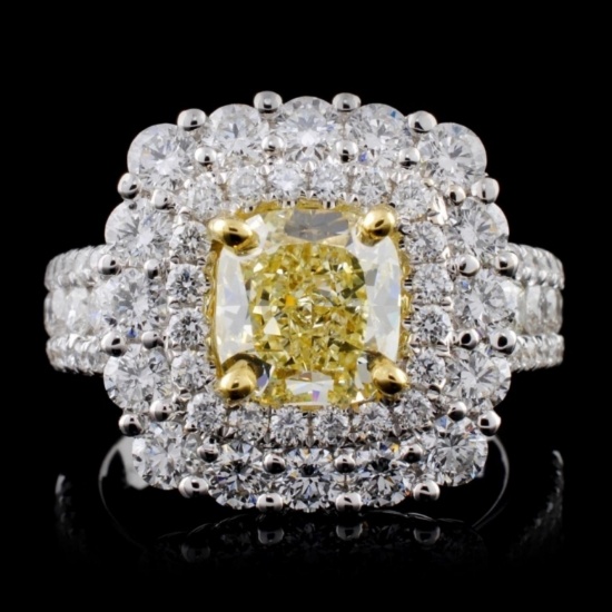 18K White Gold 3.92ctw Fancy Color Diamond Ring
