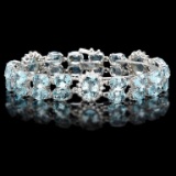 14k Gold 38.00ct Aquamarine & 2.00ct Diamond Brac