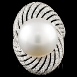 18K Gold 15mm Pearl & 1.41ctw Diamond Ring