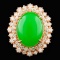 14K Gold 8.48ct Jade & 1.71ctw Diamond Ring