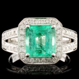 18K Gold 2.10ct Emerald & 0.50ctw Diamond Ring