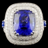 18K Gold 10.44ct Tanzanite & 1.90ctw Diamond Ring