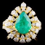 18K Gold 2.12ct Emerald & 1.68ctw Diamond Ring