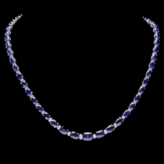 14k Gold 30.00ct Sapphire & 1.00ct Diamond Neckla