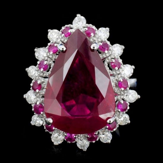 14K Gold 10.00ct Ruby & 0.75ctw Diamond Ring