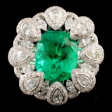 18K Gold 4.83ct Emerald & 2.02ctw Diamond Ring