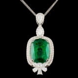 18K Gold 21.83ct Emerald & 4.44ctw Diamond Pendant