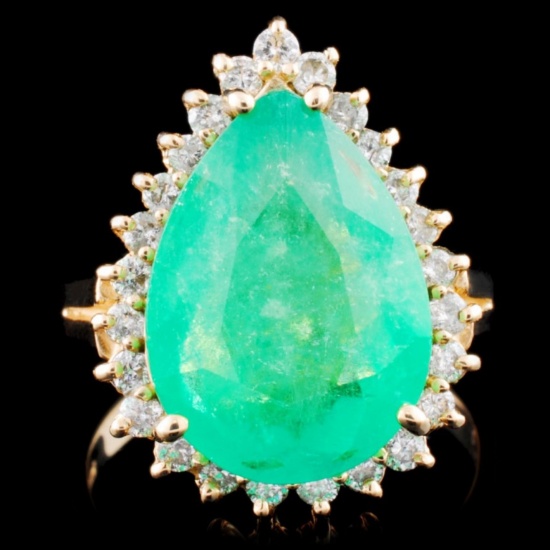 14K Gold 5.14ct Emerald & 0.53ctw Diamond Ring