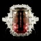 18K Gold 5.34ct Tourmaline & 1.31ctw Diamond Ring