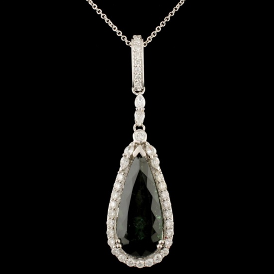 18K Gold 9.16ct Tourmaline & 1.09ctw Diamond Penda