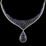 18K Gold 43.98ct Sapphire & 2.53ctw Diamond Neckla