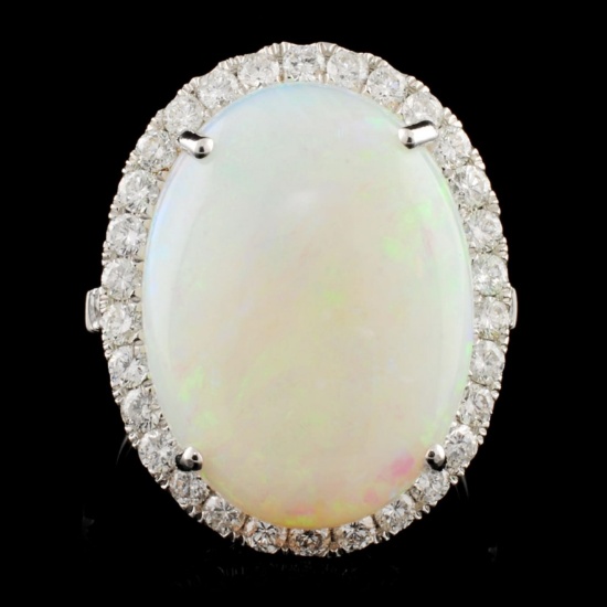 14K Gold 8.87ct Opal & 1.00ctw Diamond Ring