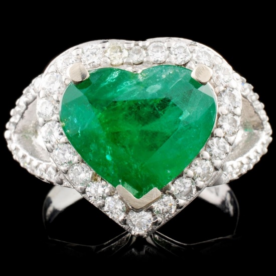 14K Gold 3.47ct Emerald & 0.89ctw Diamond Ring