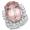 14K Gold 12.50ct Morganite & 1.50ct Diamond Ring