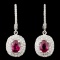 18K Gold 1.27ctw Ruby & 0.50ctw Diamond Earrings