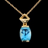 14K Gold 2.43ct Topaz & 0.02ct Diamond Pendant