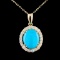 14K Gold 3.07ct Turquoise & 0.52ctw Diamond Pendan