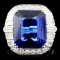 18k Gold 11.23ct Tanzanite & 1.36ctw Diamond Ring