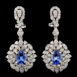 18K Gold 2.32ctw Sapphire & 2.72ctw Diamond Earrin