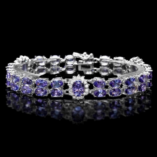 14K Gold 25.00ct Tanzanite & 1.30ct Diamond Brace