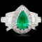 18K White Gold 0.94ct Emerald & 1.13ct Diamond Rin