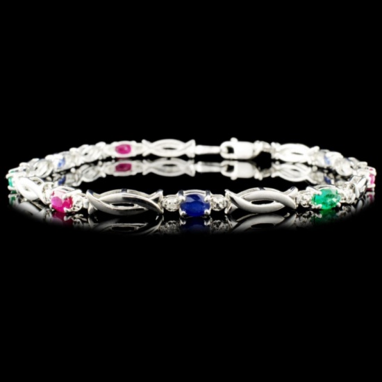 10K Gold 1.44ct Sapphire & 0.01ctw Diamond Bracele