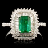 18K Gold 1.00ct Emerald & 0.72ctw Diamond Ring