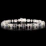 14K Gold 3.93ct Sapphire & 0.24ctw Diamond Bracele