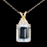 14K Gold 5.25ct Aquamarine & 0.14ctw Diamond Penda