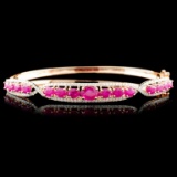 14K Gold 3.96ctw Ruby & 0.63ctw Diamond Bangle