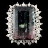 14K Gold 19.87ct Tourmaline & 0.51ctw Diamond Ring